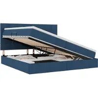 vidaXL LED-bed met matras, blauw, 200 x 200 cm, met stoffen bekleding