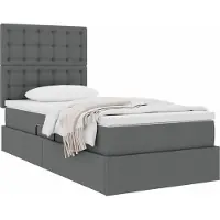 vidaXL Opslag bed met matras met opslag Donkergrijs 90 x 190 cm Stof