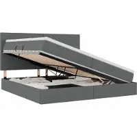 vidaXL Opslag bed met matras met opslag Donkergrijs 200 x 200 cm Stof