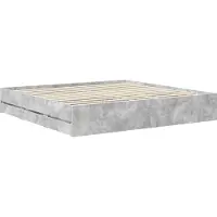 vidaXL Bedframe met hoofdeinde, betonkleur, 200 x 200 cm, constructiehout