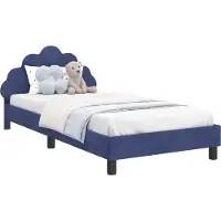 vidaXL Kinderen bedframe met hoofdboard Politieblauw 90 x 200 cm