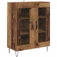 vidaXL Highboard 2 st Oudhout 69,5 x 34 x 180 cm Bewerkt hout en glas