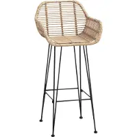 vidaXL Barkruk 2 st Naturel 55 x 52 x 105 cm Riet en Ijzer