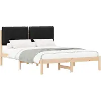 vidaXL Bedframe met Gevoerde Hoofdbord Zwart 135 x 190 cm