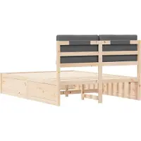 vidaXL Bedframe met Gevoerde Hoofdbord Donkergrijs 135 x 190 cm