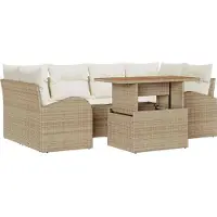 vidaXL Tuinbank Set 7 st Beige Poly rattan