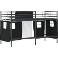 vidaXL Bunkbed voor kinderen met gordijnen Effen Zwart 100 x 190 cm