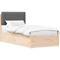 vidaXL Bedframe met Gevoerde Hoofdbord Donkergrijs 75 x 190 cm