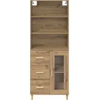 vidaXL Highboard Artisan Eiken 69,5 x 34 x 180 cm Bewerkt hout