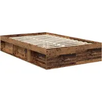 vidaXL Bedframe met hoofdeinde Oudhout 120 x 200 cm Massief grenenhout