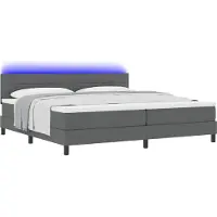 vidaXL Boxspring bed met hoofdeinde Donkergrijs 200 x 200 cm Stof