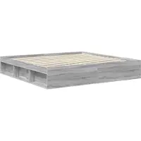 vidaXL Bedframe Grijs Sonoma 200 x 200 cm Massief grenenhout
