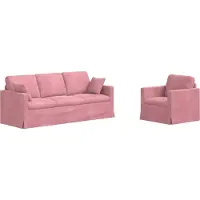 vidaXL Bankstel 2 st Roze Fluweel