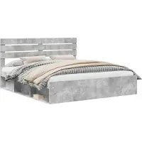 vidaXL Bedframe met hoofdeinde Beton 180 x 200 cm Massief grenenhout