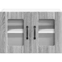 vidaXL Wandglas Kasten LUCCA 2 st Grijs sonoma Bewerkt hout