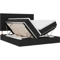 vidaXL LED-bed met opbergruimte en matras, zwart, 180 x 200 cm, met stoffen bekleding