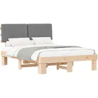 vidaXL Bedframe met Gevoerde Hoofdbord Lichtgrijs 140 x 190 cm