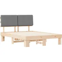 vidaXL Bedframe met Gevoerde Hoofdbord Lichtgrijs 135 x 190 cm