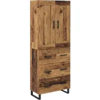 vidaXL - Highboard - 2 - st - Oudhout - 69,5 - x - 34 - x - 180 - cm - Bewerkt - hout - en - glas
