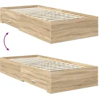 vidaXL Bedframe met lade Sonoma Eik en Zilver 75 x 190 cm Bewerkt hout