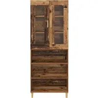 vidaXL Highboard Oud Hout 69,5 x 34 x 180 cm Gefabriceerd Hout en Glas