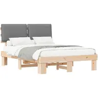 vidaXL Bedframe met Gevoerde Hoofdbord Lichtgrijs 140 x 190 cm