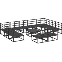 vidaXL Tuinbank Set 12 st Zwart Aluminium