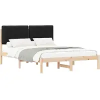 vidaXL Bedframe met Gevoerde Hoofdbord Zwart 135 x 190 cm