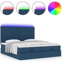 vidaXL Ottoman bed met matrassen en LED's 180x200cm stof blauw