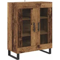 vidaXL Highboard 2 st Oudhout 69,5 x 34 x 180 cm Bewerkt hout en glas
