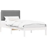 vidaXL Bedframe met gestoffeerd hoofdeinde, lichtgrijs, 90 x 190 cm