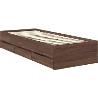 vidaXL Bedframe met lade Bruine eik 75 x 190 cm Geconstrueerd hout