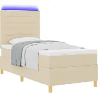vidaXL LED Box Spring Bed met hoofdeinde Crème 80 x 200 cm Stof