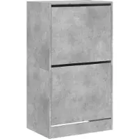 vidaXL Schoenenkast met 2 klaplades 60x42x108 cm betongrijs