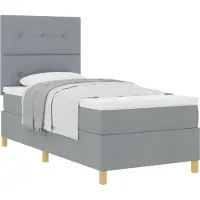 vidaXL Boxspring bed met hoofdeinde Lichtgrijs 90 x 190 cm Stof