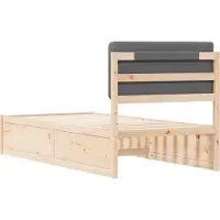 vidaXL Bedframe met Gevoerde Hoofdbord Donkergrijs 80 x 200 cm