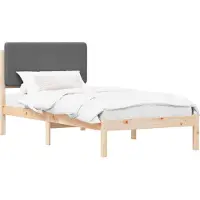 vidaXL Bedframe met Gevoerde Hoofdbord Donkergrijs 90 x 190 cm