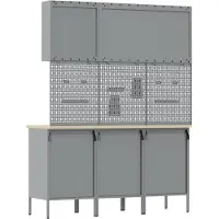 vidaXL Werkbank met laden, 8 stuks, rood, voor ingenieurs, van hout en staal