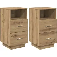 vidaXL Nachtkastjes 2 st met 2 lades 36x36x68 cm artisanaal eiken