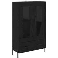 vidaXL Highboard CORONA Zwart Eiken 69,5 x 31 x 115 cm Bewerkt hout