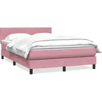 vidaXL Boxspring met matras fluweel roze 160x210 cm