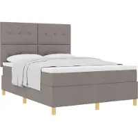 vidaXL Boxspring bed met hoofdeinde Taupe 140 x 190 cm Stof
