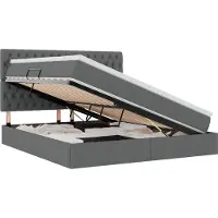 vidaXL Opslag bed met matras met opslag Donkergrijs 160 x 200 cm Stof
