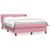 vidaXL Boxspring met matras fluweel roze 160x210 cm