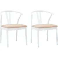 vidaXL Eetkamerstoel 2 st Massief Rubberhout Wit en Bruin