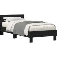 vidaXL Bedframe met hoofdeinde Zwart Eiken 90 x 200 cm Bewerkt hout
