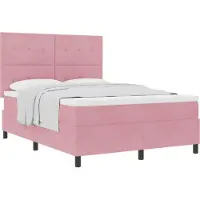 vidaXL Boxspring bed met hoofdeinde Roze 140 x 200 cm Fluweel