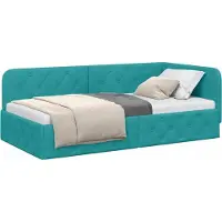 vidaXL Hoek Bed Frame Turquoise 100 x 200 cm Fluweel