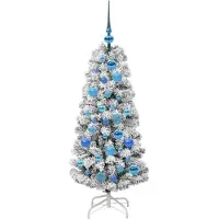 vidaXL Kunstmatige Hinged Kerstboom 150 LED's Groen en Wit 120 cm