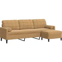 vidaXL Driezitsbank met voetenbank 210 cm fluweel bruin